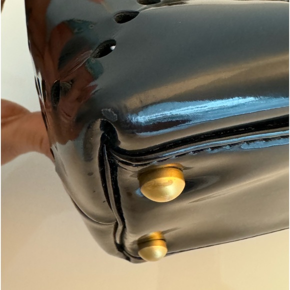 CHANEL Perforated Black Patent Leather Small Shoulder Bag in Very Good Condition - Picture 17 of 17